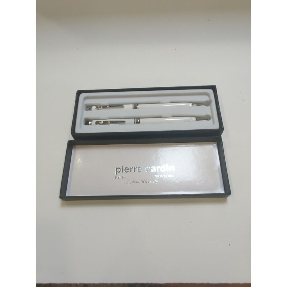 Pierre Cardin Chrome /White‎ Ballpoint Pen W/Capacitive Rubber Tlp &Pencil